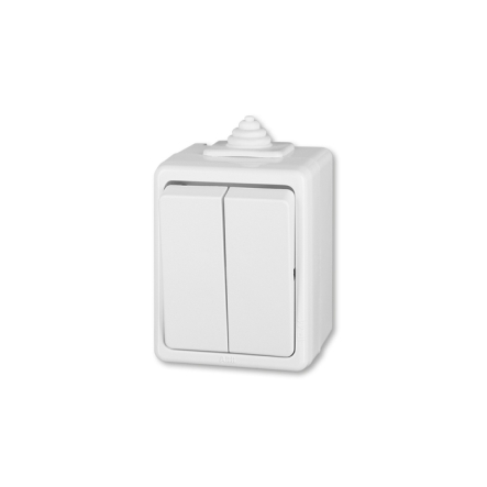 Вимикач двоклавішний зовнішньої установки білий IP44 Practik - 1