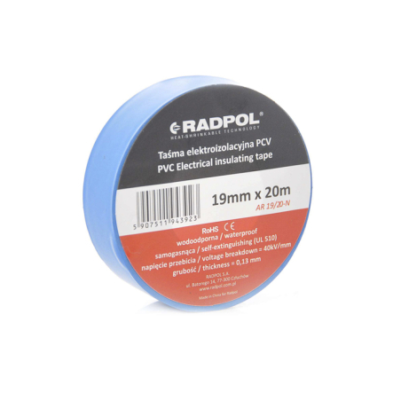 Ізоляційна стрічка RADPOL AR 19/20 N, синя, 20м - 1