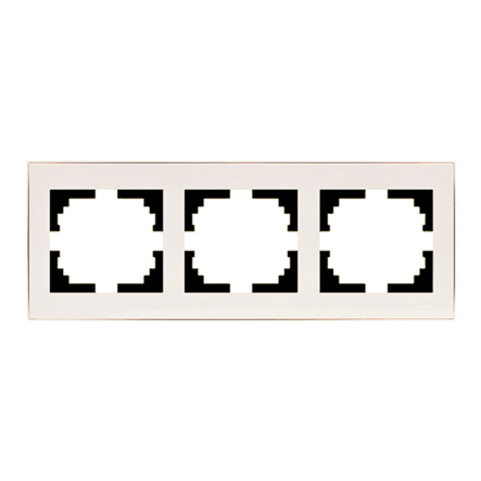 Рамка Lezard RAIN трехместная, горизонтальна жемчужно-білий перламутр, 703-3030-148 - 1