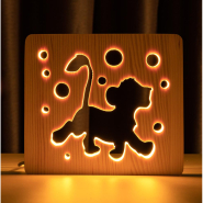 Нічник LED дерев'яний Веселе левеня (WW)