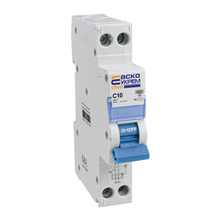 Устройство защитного отключения ДВ АСКО-УКРЕМ UTrust 1P+N (18 mm) 10А C 30mА AC, A0010210143
