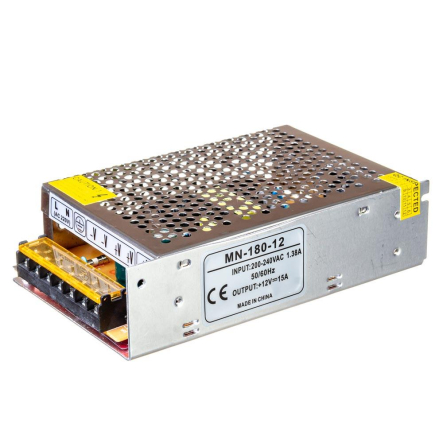 Блок живлення для світлодіодної стрічки 12V, IP20, MN-15A - 180W, 1013375 - 1