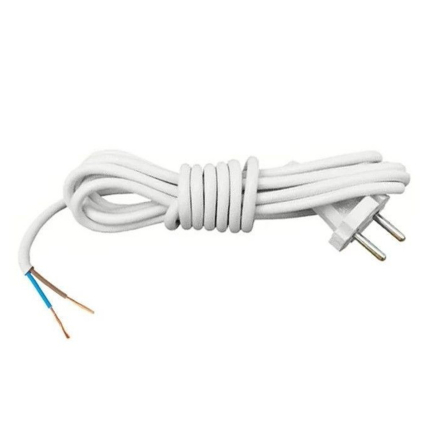 Шнур с вилкой NEOMAX NX500001, 1,5 м, без заземления, белый - 1