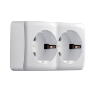 Розетка Lezard VIOLA подвійна, із заземленням, біла, 751-0200-127В