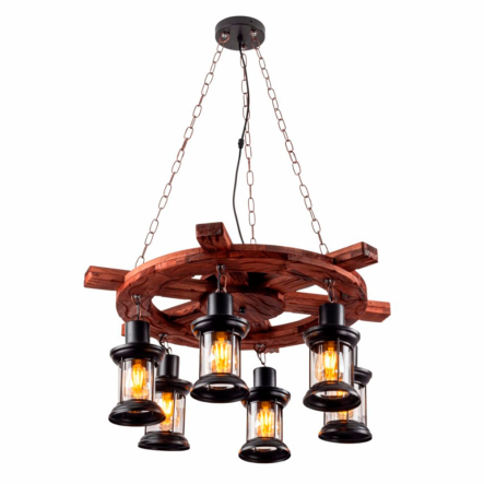 Люстра подвес деревянная SIRIUS H687-6, E27 - 1