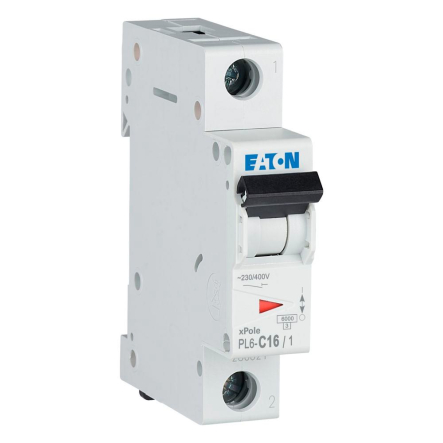 Автоматический выключатель EATON PL6-C16/1, 1P, C 16 A, 6kA, 286533