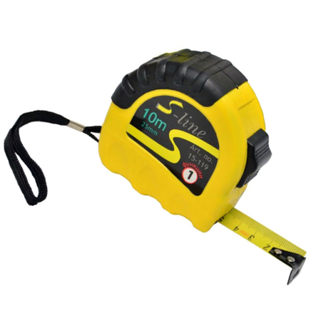 Рулетка S-line 10м х 25мм, обгумований корпус, з фіксатором - 1