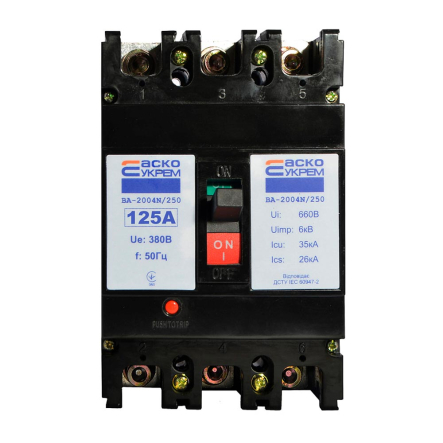 Автоматичний вимикач АСКО-УКРЕМ ВА-2004N/250 3р, 125А, A0010040081 - 1