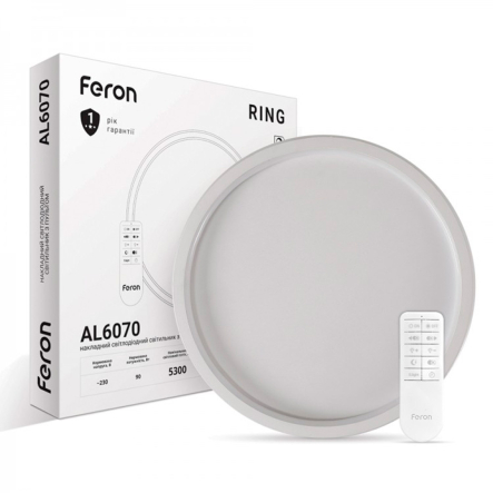 Светильник LED Feron, AL6070, RING, 90W, 5300Lm, 3000K-6000K, 500х37 мм, 7431 - 1