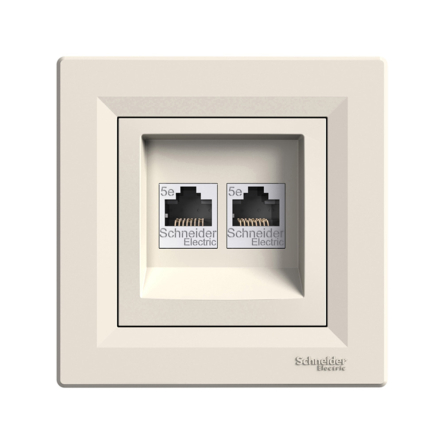 Розетка комп'ютерна 2-я Schneider Electric ASFORA, крем, ЕРН4400123 - 1