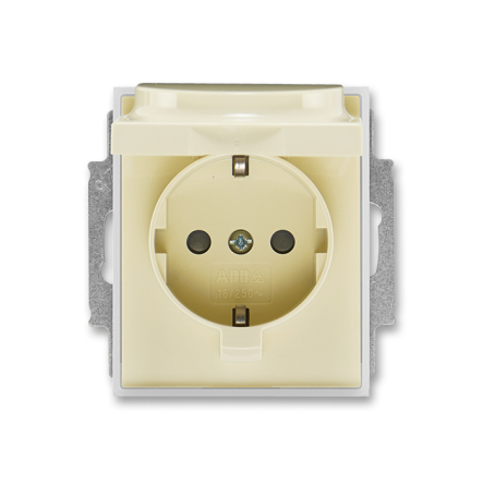 Розетка с заземлением заслонками и крышкой - 1