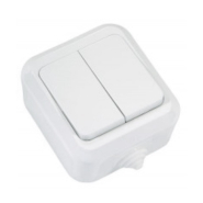 Вимикач 2-клавішний, IP44, білий, Makel, 18301