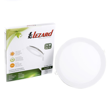 Светильник LED встраиваемый LEZARD, 24W, 6400К, 1910Lm, круг, Ø225мм, 464RRP-24 - 1