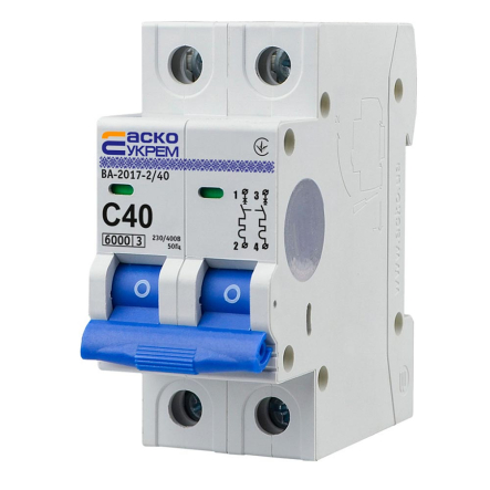Автоматический выключатель АСКО-УКРЕМ ВА-2017 2р, 40А С, A0010170016