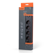 Удлинитель VIDEX ONCORD VF-PD53G-B 5гн 3м с заземлением с кнопкой (3x1.5мм), чёрный