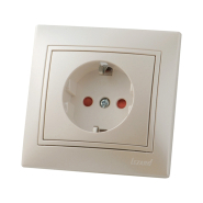 Розетка Lezard MIRA одинарная с заземлением, с защитой от детей, жемчужно-белый перламутр, 701-3030-124В