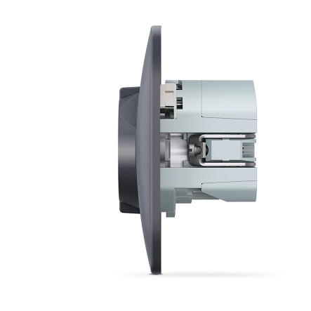 Розетка одинарная с заземлением USB+USB VIDEX BINERA, черный графит, VF-BNSK1GUC-BG