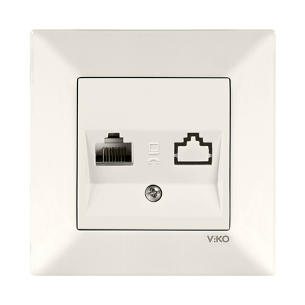 Розетка компьютерная (Cat 5e) VIKO Meridian, 90970232-WH, крем - 1
