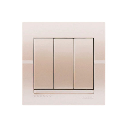 Вимикач Lezard DERIY триклавішний, перлинно-білий металік, 702-3030-109 - 1