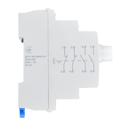 Кнопка на DIN-рейку 2NO+2NC 230V АС МВ-22 белая, ACKO-УКРЕМ, A0150010112