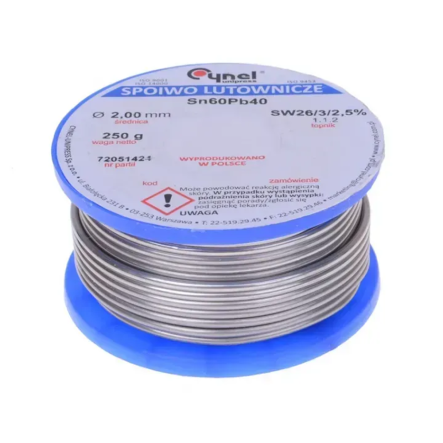 Припій олов'яно-свинцевий Sn60Pb40-SW26 діам-2,5мм, 250гр, на котушці - 1