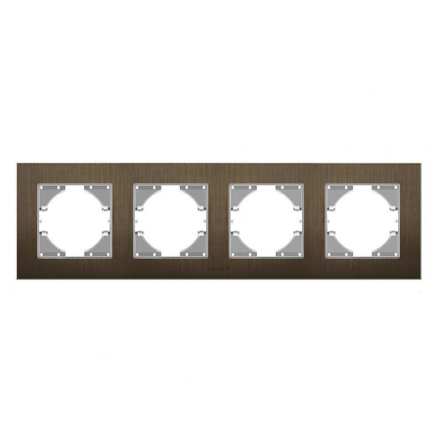 Рамка на 4 места горизонтальная VIDEX Binera Шоколадный алюминий (VF-BNFRA4H-CH) - 1