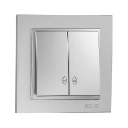 Вимикач 2 кл. прохідний, Mono Electric, DESPINA, срібло, 102-212123-111