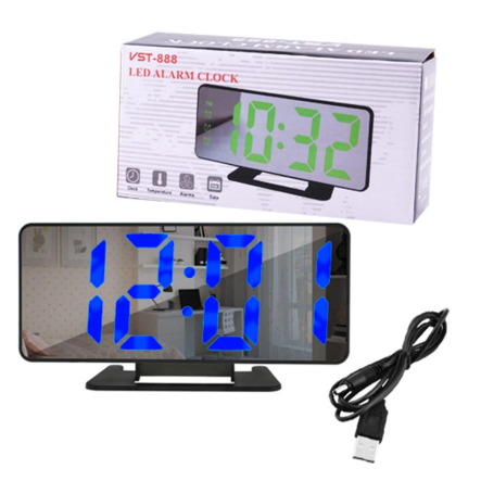 Часы VST-888-5, синие, температура, USB