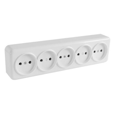 Розетка RIGHT HAUSEN ASTRA NV ТЕРМОПЛАСТ 5-я наружная, белая, HN-017171 - 1