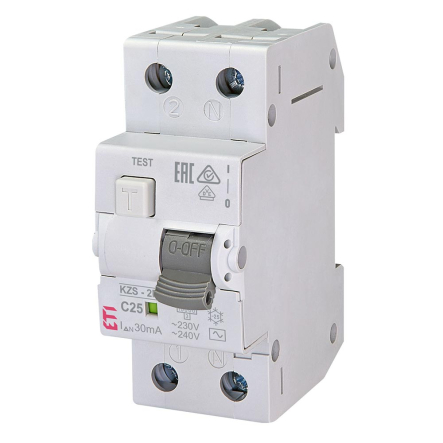 Диференціальний автоматичний вимикач ETIMATKZS-2M AC C25/0.03, 25A C 6kA, 2173126 - 1