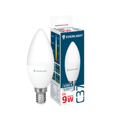 Лампа світлодіодна ENERLIGHT, 9 Вт, 4100K, E14, 220 В, C37 - 1