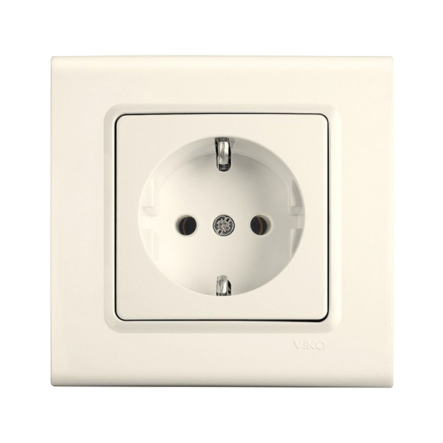 Розетка с заземлением VIKO LINNERA, 90401008, крем - 1