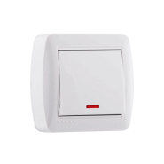 Вимикач Lezard DEMET одноклавишний, з підсвічуванням, білий, 711-0200-111