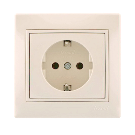 Розетка Lezard MIRA одинарна із заземленням, крем, 701-0303-122B - 1