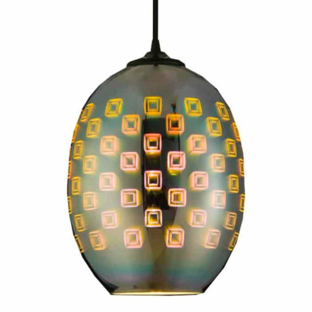 Підвіс скло 3D ефект HOROZ Electric SPECTRUM, Е27, хром, овальний, 021-005-0002-010 - 1