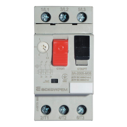 Автоматический выключатель защиты двигателя АСКО-УКРЕМ ВА-2005 М08, 2,5-4А, A0010050003 - 1