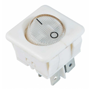 Перемикач 1 клав. біла кругла кнопка, KCD2-10-201 WH/WH, АСКО-УКРЕМ, A0140040125