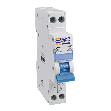 Устройство защитного отключения ДВ АСКО-УКРЕМ UTrust 1P+N (18 mm) 25А C 30мА тип A, A0010210155