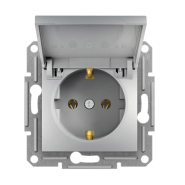 Розетка с заземлением, с крышкой, Schneider Electric ASFORA, алюминий, EPH3100161