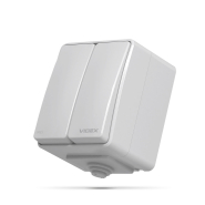 Вимикач VIDEX BINERA двоклавішний зовнішній, сірий, IP65, VF-BNW12-G