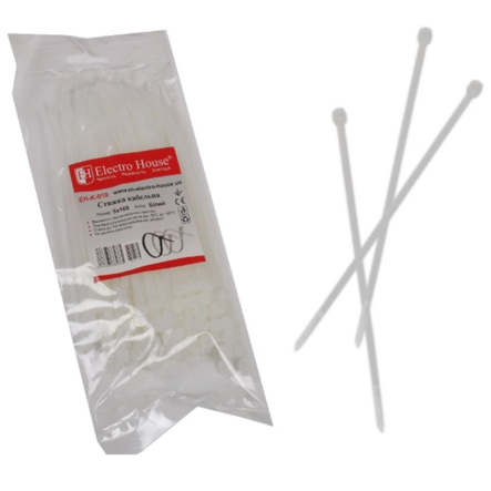 Хомут кабельный Electro House, EH-K-008, 4х300 белый - 1