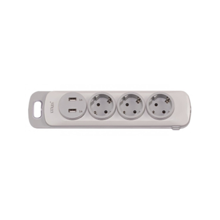 Колодка Luxel Nota 3 розетки із заземленням і вимикачем + 2 USB (4331) - 1