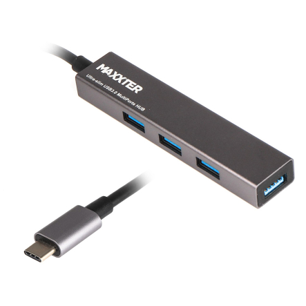 Хаб USB 3.0 Type-A Maxxter HU3A-4P-01 на 4 порта, металл, тёмно-серый - 1