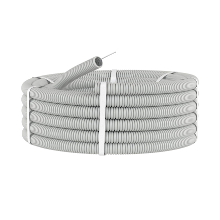 Гофротруба ПВХ d32/24,3 легкая с протяжкой ДКС 91932 (25м/бухта) серая - 2