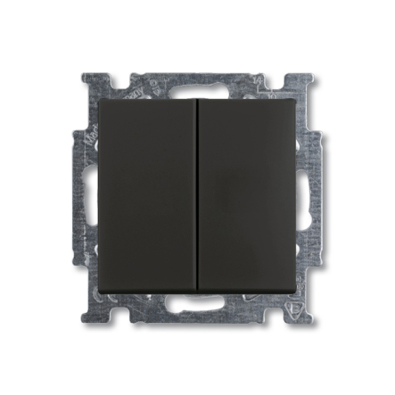 Выключатель двухклавишный ABB Basic 55, 2006/5 UC-95-507, чёрный шато - 1