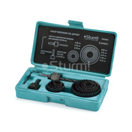 Набір коронок по дереву 15 предметів (19-127мм) Sturm 5440202 - 2