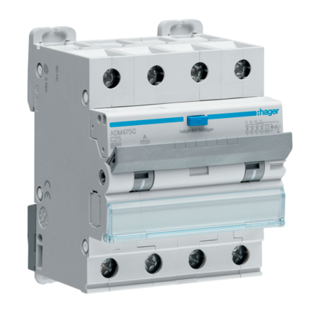 Автоматичний вимикач диференціальний Hager ADM475C, 4P, 6kA, C-25A, 30mA, тип - Hi 23160 - 1