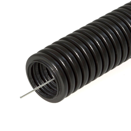 Гофротруба ПНД d 20 із зондом (100м/бухта), чорний, IEK, CTG20-20-K02-100-1 - 1
