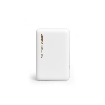 Повербанк (УМБ) VIDEX VPB-331, 10000mAh Wireless 15W+PD20W, беспроводная зарядка, белый