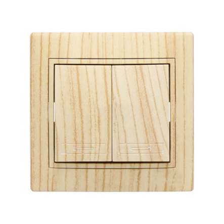 Вимикач Lezard MIRA двоклавішний, Дуб вибілений матовий, 701-5252-101 - 1